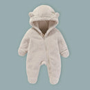 AYNIGIELL Newborn Baby Girl Hooded Jumpsuit Cartoon Cotton Baby Boy Crawling Suit Warm Baby Clothing for Autumn and Winter