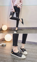 Comemore Summer Leather Women Casual White Vulcanized Shoes Sneakers Comfortable Flats Fashion 2022 Women's Slip-on Shallow Shoe
