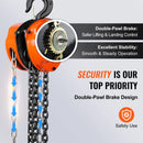 SucceBuy 1T/20ft Manual Chain Hoist G80 Galvanized Carbon Steel with Double-Pawl Brake, Auto Chain Leading & 360° Rotation Hook
