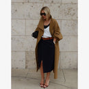 Lady Oversized Long Trench Women Coat Stand Collar Single Breasted Loose Wide Sleeve Casual Coats New Autumn Winter Chic Jackets