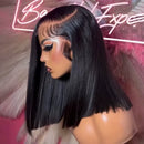 220% Density Bob Wigs Straight 100% Human Hair Lace Front Wigs 13x4 Bob Brazilian Remy Hair Pre-plucked Lace Front Wigs 16 inch