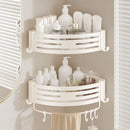 White Bathroom Shelves with Towel Bar and Hooks Shampoo Mackeup Storage Organizer Self Adhesive Wall Mounted Shower Corner Rack