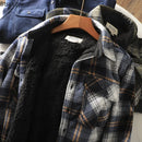 Autumn Winter Men's Fleece Linend Warm Shirt Jackets Thickened Long Sleeve Flannel Checked Shirts Vintage Casual Men Shirt Coats