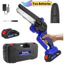 Mini Chainsaw Cordless 6-Inch Handheld Small Chain Saw with Battery, Blue 21V Battery Powered Portable Electric Mini Chainsaw with Safety Lock for Courtyard Garden Household Tree Branch Trimming（Installed and ready to use i