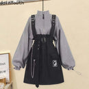 2023 Vestidos De Mujer Fashion Woman Dress Y2K Clothes Strap Belt Chain Loose Casual Sweatshirt Dresses Sets Korean Robe Femme