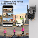 6K HD Outdoor Wifi PTZ Camera Three Lens 4K Dual Screen IP Camera Auto Tracking Color Night Video Surveillance CCTV P2P iCsee