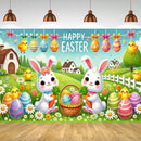 Easter Happy Theme Party Decoration Backdrop Spring Grass Flowers Rabbit Easter Egg Party Supplies Decorations Banner Gift