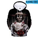 Annabelle 3D Print Hoodies Men Sweatshirt Harajuku Hoody Tracksuits 3D Print Horror Movie Annabelle Hoodie Streetwear Clothes