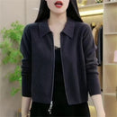 Spring Autumn Lady Knitting Cardigan Jacket Female Short Zipper Sweater Outerwear Women Solid Color Loose Fitting Knitwear Coat