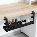Under Desk Cable Management Tray Retractable Black, No Drill Clamp-On Cord Organizer Rack, Adjustable 31-55cm Carbon Steel Wire Storage Holder for Office Home, Large Capacity Cable Tray for Power Strips, Easy Assemble, Durabl