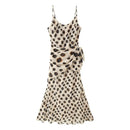 KLKXMYT Elegant Women Printed Slip Long Dress Sleeveless Backless Sexy Midi Dress Detachable Scarf Female Evening Party Dresses