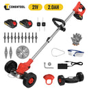 Conentool 24V 无绳割草机 - 带 2 节 2000mAh 电池和 15 个刀片的草坪修剪机、割灌机
