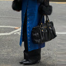 Sexy Lace Patchwork Women's Fur Coat V-Neck Full Sleeve Waist-Closed Lady Coats 2026 Autumn Winter Chic Female Streetwear