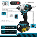 Gisam 520N.M Brushless Electric Impact Wrench Cordless Electric Wrench 1/2inch for Makita 18V Battery Pin Screwdriver Power Tool