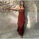 Elegant Patchwork Women's Dress Sleeveless Cascading Ruffle Skew-Collar Lady Long Dresses 2026 Summer Chic Female Vacation Robe