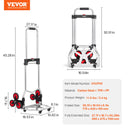 SucceBuy 260lbs Folding Hand Truck with Telescoping Handle & 2 Elastic Ropes Stair Climbing Cart Dolly for Warehouse Moving
