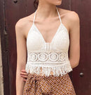 summer holiday beach camis lady sexy tassels crochet camisole women sexy tassels bikini camis female crochet halter bikini tops