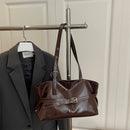 Luxury Wine Red Underarm Bag for Women Autumn/Winter Retro Commuter Shoulder Bag Casual Large Capacity Rivets Belt Totes