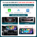 RoadTop 12.3 Inch Wireless CarPlay Multimedia Ultra-thin Screen Android Auto For Audi A4 2009-2012 Airplay Autolink Function