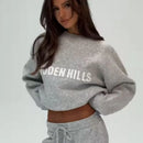 Y2k Spring And Autumn Gray Letter Sweater Women's Fashion Street Retro Casual Trendy Pullover Men's And Women's Loose Sweatshirt