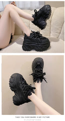 Women Platform Casual Breathable Mesh Shoes 2025 New Summer Chunky Sneakers 8.5CM Wedges Hidden Heels Hollow Leisure Shoes Woman