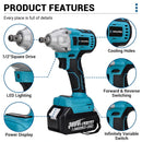 Drillpro Electric Power Tool Set 800N.M Electric Wrench Rotary Hammer 13mm Power Drill 125mm Angle Grinder For Mak 18V