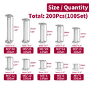 200PCS Phillips Chicago Screws Silvery Binding Screw Posts, Photo Albums Scrapbook Extension Screws Assorted Kit, 10 Sizes
