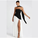 The Aurelian | Butter Yellow Mesh-Spliced Asymmetric Evening Gown