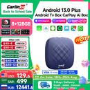 Carlinkit 安卓13电视盒支持Netflix、YouTube、无线CarPlay、安卓自动，Ultra 8+128G QCM665 4G LTE GPS Play 商店
