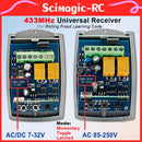 433MHz通用无线遥控器 交流直流7-32V 220V 2CH射频继电器接收器和发射器，用于车库门和门禁控制
