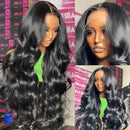 Natural Black 13x4 HD Transparent Lace Front Wig Brazilian Human Hair Wigs Pre-Plucked Body Wave 180% Density Lace Frontal Wig