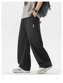 High Quality Summer Thin Men's Straight Tube Loose Ice Silk Wide Leg Casual Pants Breathable Jogging Fitness Baggy Casual Pants