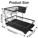 Dish Drying Rack 2-Tier Compact Kitchen Dish Rack Dish Drainer with Chopstick Cylinder Kitchen Drainer rack with spout