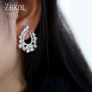 ZAKOL Fashion Clear Zircon Circle Shape Stud Earrings for Women Crystal Wedding Party Jewelry EP069