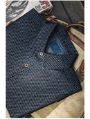 Maden Retro Loose Long-sleeved Denim Shirt Checkered Lapel Single-breasted Jacket for Men Spring and Fall Versatile Outerwear