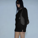 Women's Off-Shoulder Mini Dress Long Sleeve Oblique Neck Bodycon Sexy Short Fashion for Party Club Fall Winter