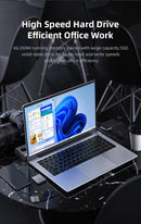 New Ultra Slim Laptop 14.1" 16GB RAM 2TB SSD Intel N3700 Notebook Gamer 1920*1080 Display Office Study Computer PC Windows 11 Pro