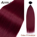 Noble Bundles Extensions 36 inch Yaki Straight Hair Bundles Ombre Brown Synthetic Hair Long Extensions Hair Synthetic Wefts