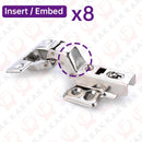 KAK 8 Pieces Stainless Steel Cabinet Hinges Soft Closing Hydraulic Door Hinge Damper Buffer Kitchen Cabinet Furniture Hardware