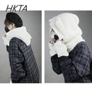 Japanese Harajuku Embroidery New Plush Dark Series Hat Student Boys and Girls Cat Ears Hats Scarf Winter Hat Y2K Halloween Cap