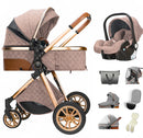 Luxurious Baby Stroller 3 in 1 Portable Travel Baby Carriage Fold Pram High Landscape Aluminum Frame Newborn Infant Stroller