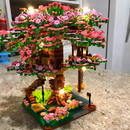 迷你樱花树积木套装 DIY 樱花砖块带灯光树屋模型摆件送女友浪漫礼物