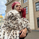 Exclusive Winter 2023 Long Belted Leopard Faux Fox Fur Coat Women Overcoats Ladies Stylish Street Fashion Fluffy Fox Fur Jacket