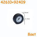 Car Truck Wheels Hub Bricks MOC Technical Tire Wheel Cross Hole Set Motorcycle Tyre & Rim Construction Building Blocks
