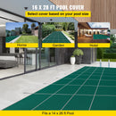 SucceBuy Pool Safety Cover Rectangle Inground Pool Cover Green Mesh Solid Pool Safety Cover For Winter Safety Swim Pool Cover