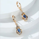Trendy Luxury Rainbow Crystal Hoop Earrings Dainty Champagne Gold Color Stud Earrings For Women Engagement Wedding Jewelry Gift