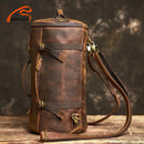 NUPUGOO Multifunctional Men's Backpack Genuine Leather Vintage Handbag  Crossbod Personalizationy  Cylinder Bag
