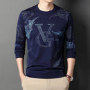 New Men's Casual Long Sleeved Round Neck Printed T-shirt Thin Summer Comfortable Fashion Casual New Arrivals Street Style Top