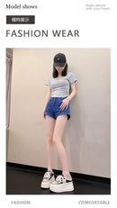 9.5cm Increasing Height Women Slippers 2024New Summer Autumn Canvas Mules Shoes Ladies Round Toe High Wedge Platform Slides Shoe