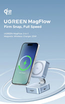 UGREEN Qi2 25W 15W Magnetic 2-in-1 Wireless Charger Stand Fast Charging Stand Magsafe Charger For iPhone 16 17 Series